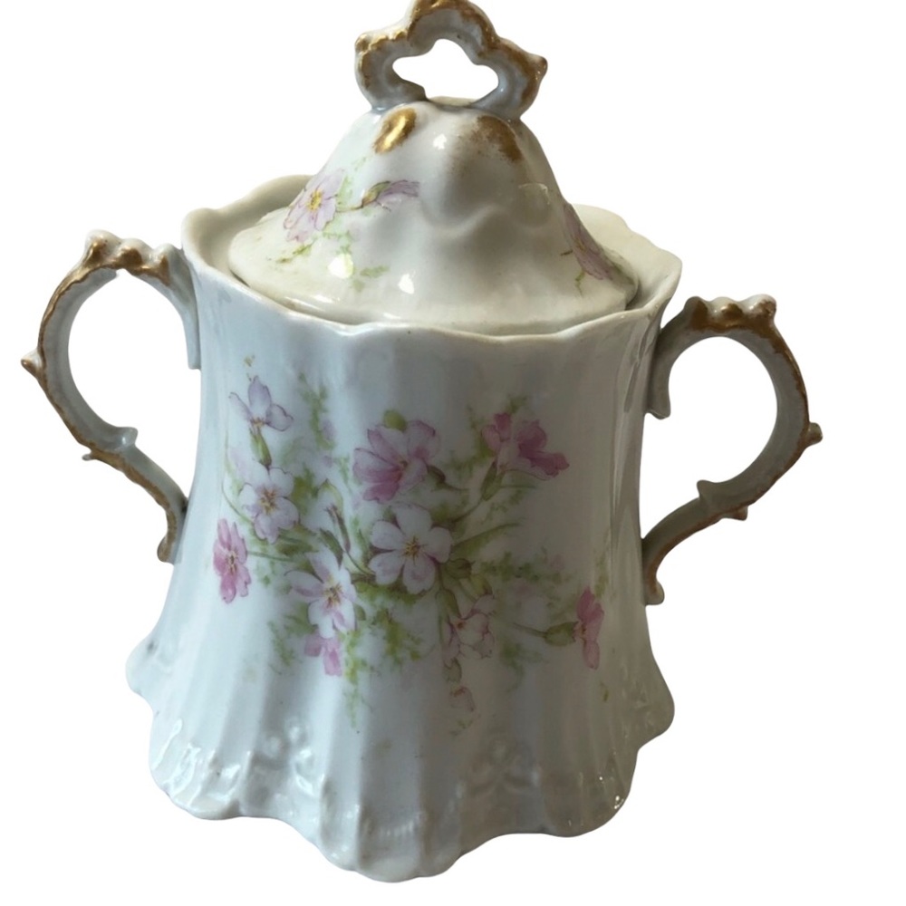 Vintage Antique Sterling China Co Sugar Bowl Dish Pink Floral, Collector China